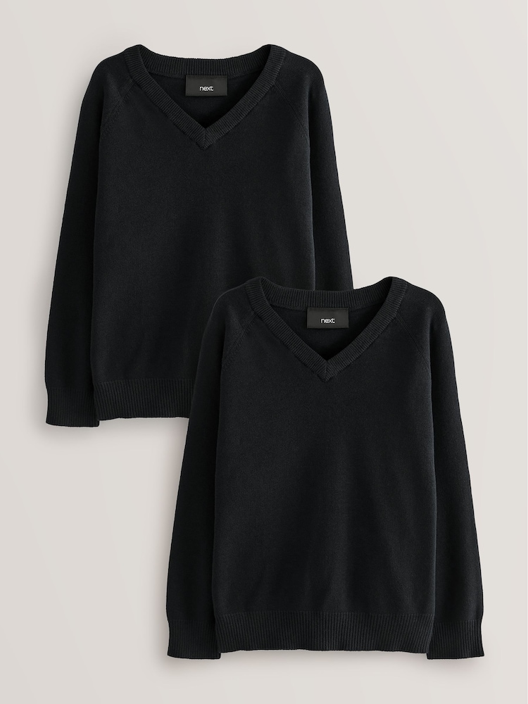 Schwarz - Knitted V-Neck Jumper (3-16yrs) - Bild 1 von 5