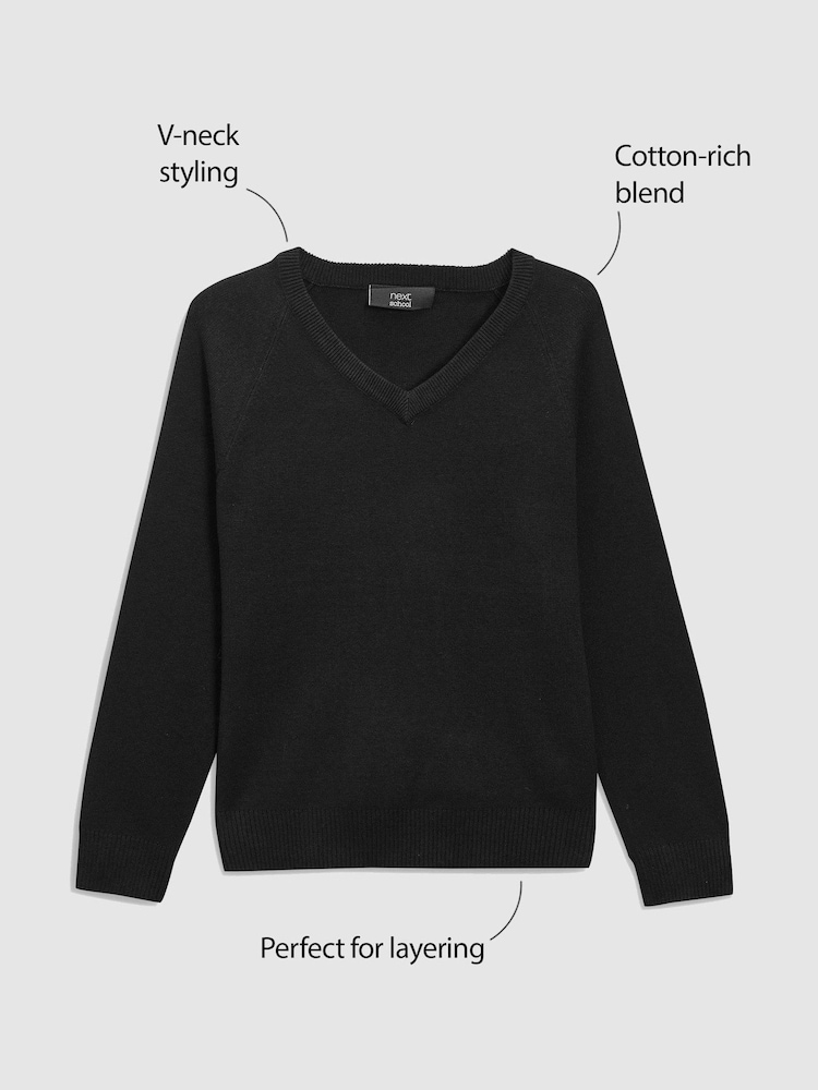 Schwarz - Knitted V-Neck Jumper (3-16yrs) - Bild 5 von 5