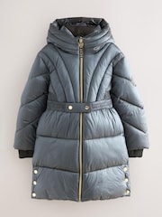 Baker by Ted Baker Navy Shower Resistant Pearl Belted Padded Coat - Bild 1 von 18