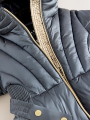 Baker by Ted Baker Navy Shower Resistant Pearl Belted Padded Coat - Bild 12 von 18