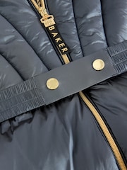 Baker by Ted Baker Navy Shower Resistant Pearl Belted Padded Coat - Bild 18 von 18