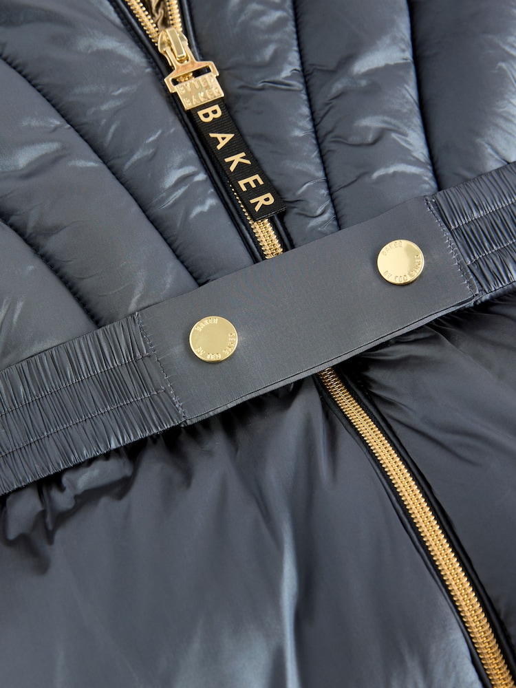 Baker by Ted Baker Navy Shower Resistant Pearl Belted Padded Coat - Bild 18 von 18