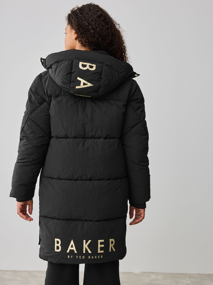 Schwarz - Baker by Ted Baker Girls Shower Resistant Longline Padded Coat - Bild 2 von 15