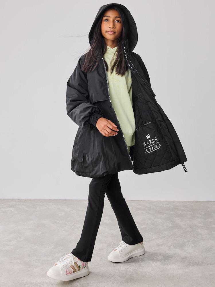 Schwarz - Baker by Ted Baker Shower Resistant Pleated Raincoat - Bild 1 von 17