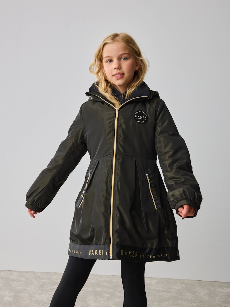 Khakifarben/Grün - Baker by Ted Baker Shower Resistant Branded Hem Raincoat - Bild 1 von 16