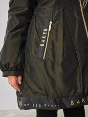 Khakifarben/Grün - Baker by Ted Baker Shower Resistant Branded Hem Raincoat - Bild 7 von 16