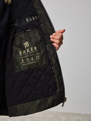 Khakifarben/Grün - Baker by Ted Baker Shower Resistant Branded Hem Raincoat - Bild 8 von 16