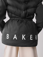 أسود - معطف مبطن خفيف مقاوم للماء بكشكشة على الخصر من Baker by Ted Baker - صورة 8 من 16