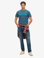 Superdry Blue Classic Core Logo Shadow T-Shirt - Image 2 of 3