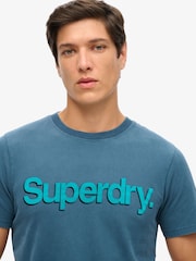 Superdry Blue Classic Core Logo Shadow T-Shirt - Image 3 of 3
