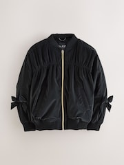Baker by Ted Baker Shower Resistant Bow Bomber Black Jacket - Bild 1 von 6