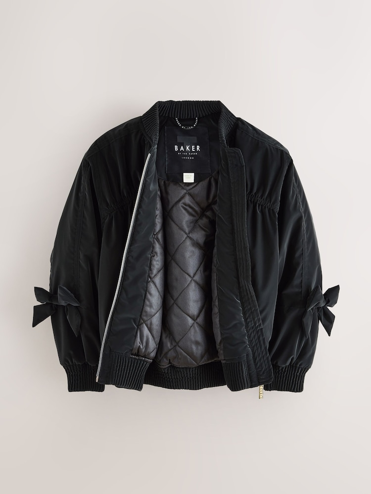 Baker by Ted Baker Shower Resistant Bow Bomber Black Jacket - Bild 2 von 6 Baker by Ted Baker Shower Resistant Bow Bomber Black Jacket - Bild 2 von 6