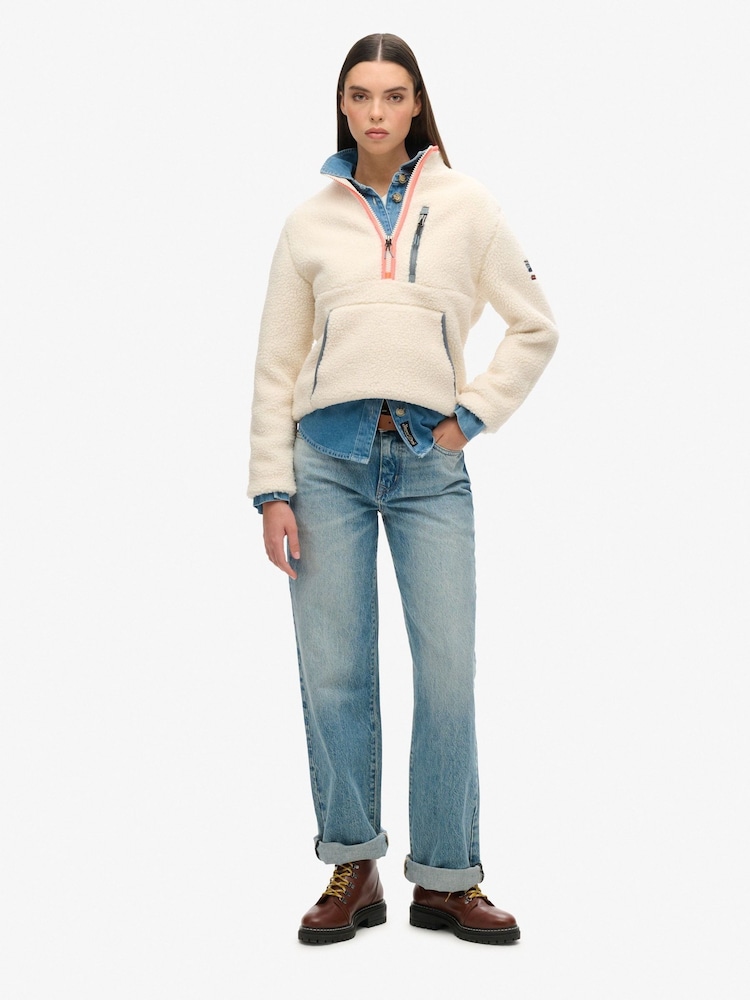 Superdry Cream Outdoor Half Zip Fleece - Image 2 of 3