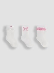 JoJo Maman Bébé Pink Frilly Socks 3 Pack - Image 1 of 5