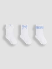 JoJo Maman Bébé Blue Frilly Socks 3 Pack - Image 1 of 6