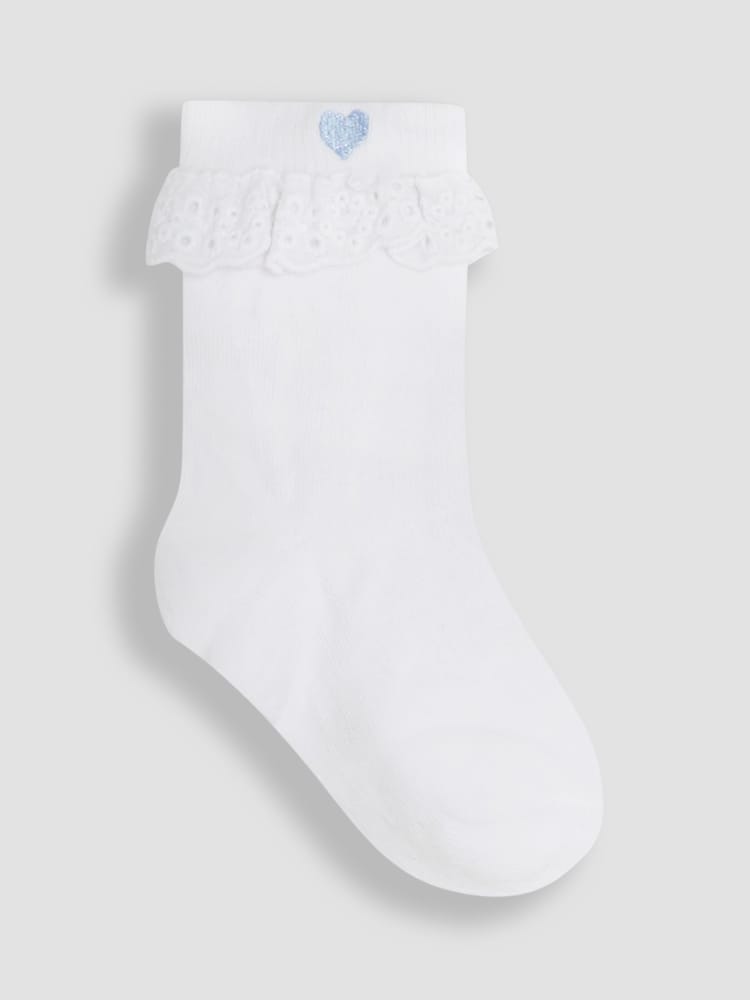 JoJo Maman Bébé Blue Frilly Socks 3 Pack - Image 2 of 6