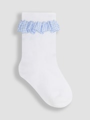 JoJo Maman Bébé Blue Frilly Socks 3 Pack - Image 4 of 6