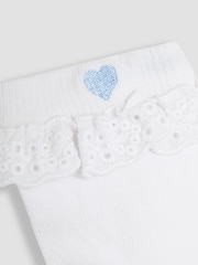 JoJo Maman Bébé Blue Frilly Socks 3 Pack - Image 5 of 6