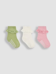 JoJo Maman Bébé Khaki Frilly Socks 3 Pack - Image 1 of 5