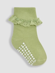 JoJo Maman Bébé Khaki Frilly Socks 3 Pack - Image 2 of 5