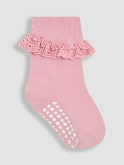 JoJo Maman Bébé Khaki Frilly Socks 3 Pack - Image 4 of 5