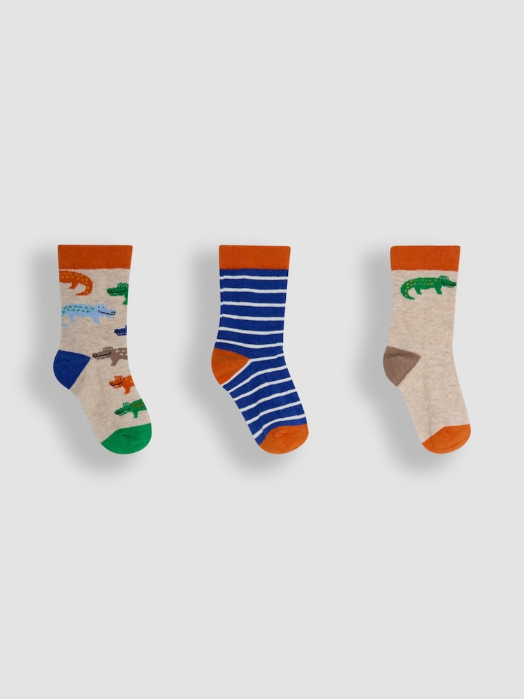 JoJo Maman Bébé Navy 3-Pack Printed Socks - Image 1 of 4