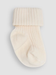 JoJo Maman Bébé Ecru Cream 3-Pack Ribbed Baby Socks - Image 3 of 4