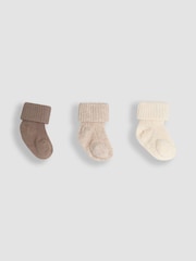 JoJo Maman Bébé Neutral 3-Pack Ribbed Baby Socks - Image 1 of 4