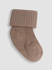 JoJo Maman Bébé Neutral 3-Pack Ribbed Baby Socks - Image 2 of 4