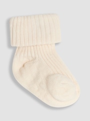 JoJo Maman Bébé Neutral 3-Pack Ribbed Baby Socks - Image 4 of 4