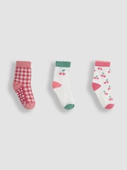 JoJo Maman Bébé Pink 3-Pack Printed Socks - Image 1 of 4