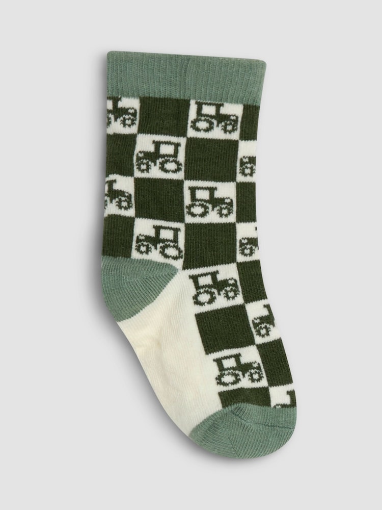 JoJo Maman Bébé Green 3-Pack Tractor Socks - Image 2 of 4