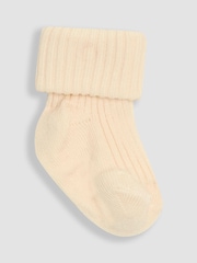 JoJo Maman Bébé Dusky Pink 3-Pack Ribbed Baby Socks - Image 3 of 7