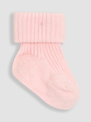 JoJo Maman Bébé Dusky Pink 3-Pack Ribbed Baby Socks - Image 4 of 7