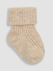 JoJo Maman Bébé Dusky Pink 3-Pack Ribbed Baby Socks - Image 5 of 7