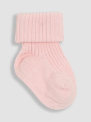 JoJo Maman Bébé Dusky Pink 3-Pack Ribbed Baby Socks - Image 7 of 7