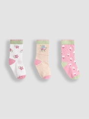 JoJo Maman Bébé Pale Pink Printed Socks 3 Pack - Image 1 of 4