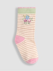 JoJo Maman Bébé Pale Pink Printed Socks 3 Pack - Image 3 of 4