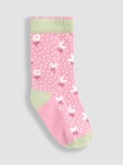JoJo Maman Bébé Pale Pink Printed Socks 3 Pack - Image 4 of 4