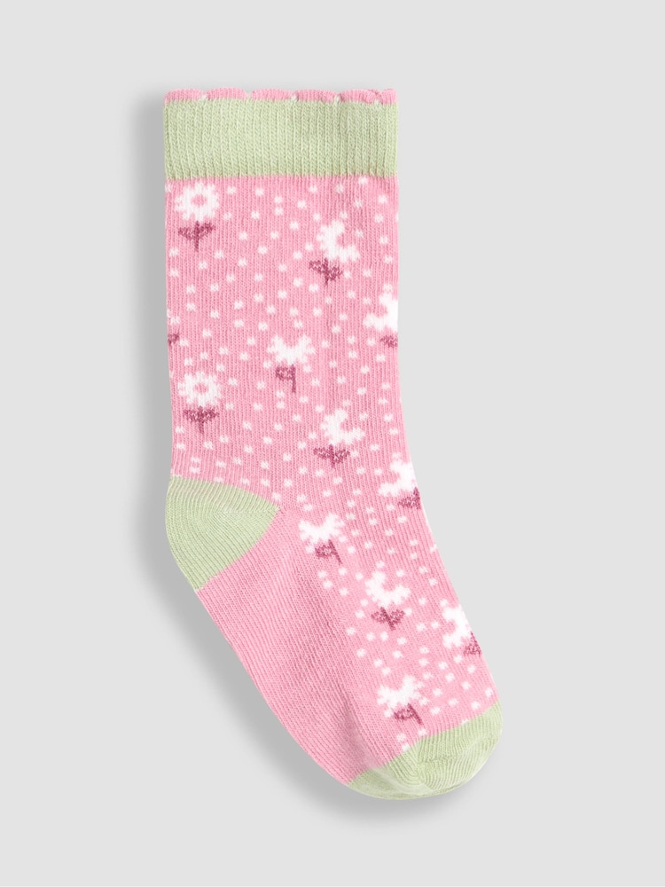 JoJo Maman Bébé Pale Pink Printed Socks 3 Pack - Image 4 of 4