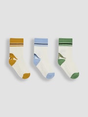 JoJo Maman Bébé Ecru Cream 3-Pack Printed Socks - Image 1 of 6