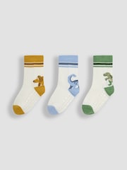 JoJo Maman Bébé Ecru Cream 3-Pack Printed Socks - Image 3 of 6