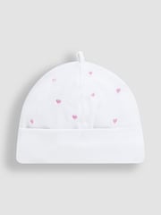 JoJo Maman Bébé 100% Organic Cotton Heart Embroidered Baby Hat - Imagen 1 de 4