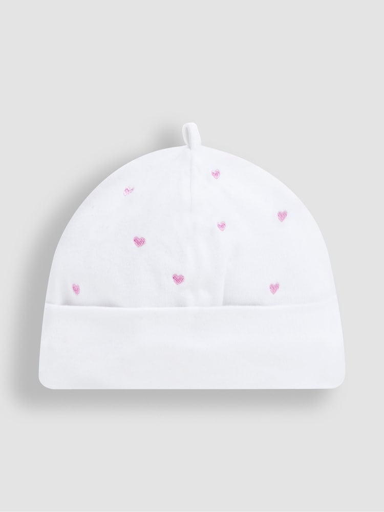JoJo Maman Bébé 100% Organic Cotton Heart Embroidered Baby Hat - Imagen 1 de 4