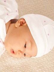 JoJo Maman Bébé 100% Organic Cotton Heart Embroidered Baby Hat - Imagen 4 de 4