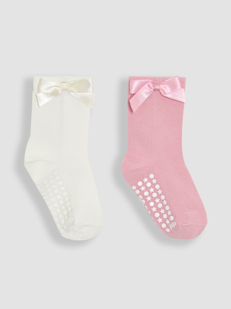 JoJo Maman Bébé Pink Bow Socks 2 Pack - Image 1 of 5