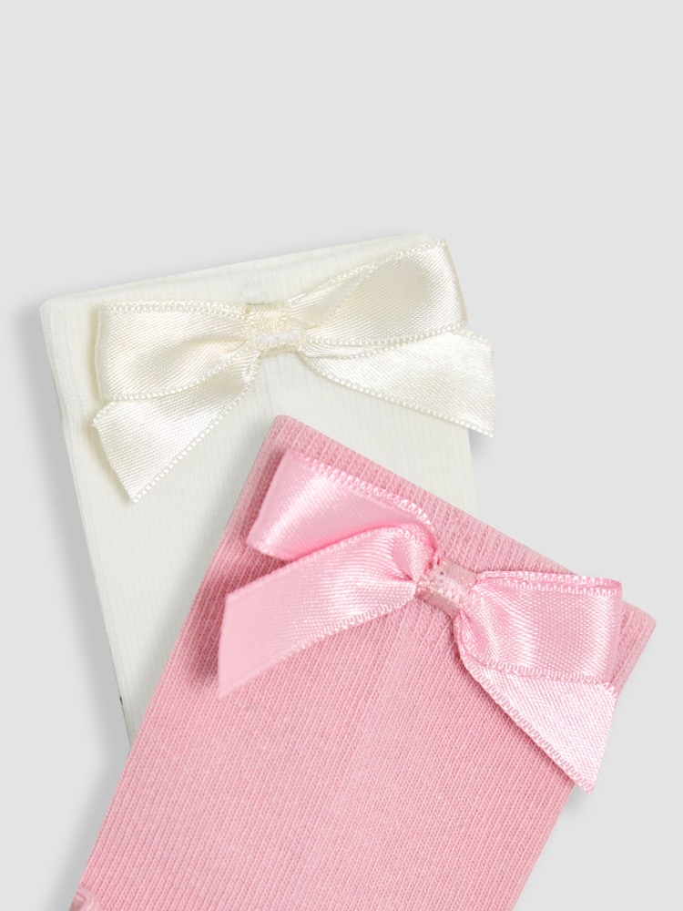 JoJo Maman Bébé Pink Bow Socks 2 Pack - Image 5 of 5