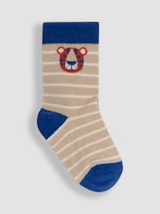 JoJo Maman Bébé Blue 3-Pack Printed Socks - Image 2 of 4