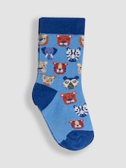 JoJo Maman Bébé Blue 3-Pack Printed Socks - Image 3 of 4