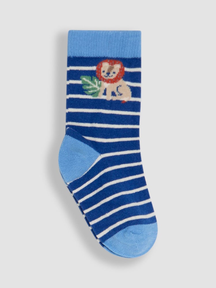 JoJo Maman Bébé Blue 3-Pack Printed Socks - Image 4 of 4